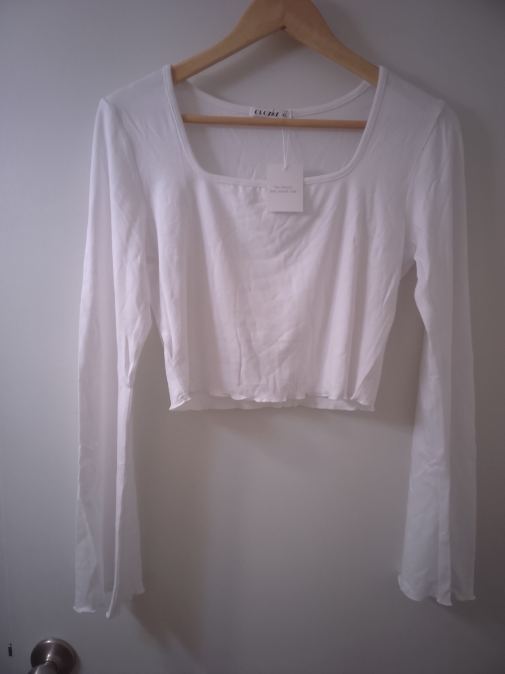 NWT CLOZOZ Square Neck Long Bell Sleeve Crop Top